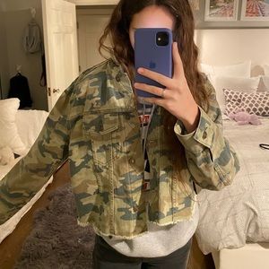 Free People Camo Denim jacket